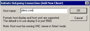 TightVNC Add Client Dialogue